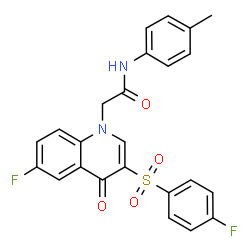 ChemSpider 2D Image | 2-[6-fluoro-3-[(4-fluorophenyl)sulfonyl]-4-oxoquinolin-1(4H)-yl]-N-(4-methylphenyl)acetamide | C24H18F2N2O4S