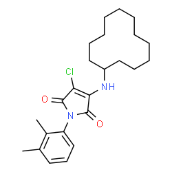 ChemSpider 2D Image | 3-Chloro-4-(cyclododecylamino)-1-(2,3-dimethylphenyl)-1H-pyrrole-2,5-dione | C24H33ClN2O2