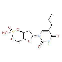 ChemSpider 2D Image | 1-[(4aR,6R,7aS)-2-Hydroxy-2-oxidotetrahydro-4H-furo[3,2-d][1,3,2]dioxaphosphinin-6-yl]-5-propyl-2,4(1H,3H)-pyrimidinedione | C12H17N2O7P