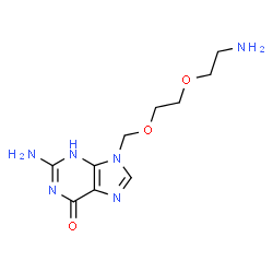 ChemSpider 2D Image | 2-Amino-9-{[2-(2-aminoethoxy)ethoxy]methyl}-3,9-dihydro-6H-purin-6-one | C10H16N6O3