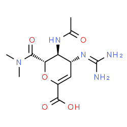 ChemSpider 2D Image | (2S,3S,4R)-3-Acetamido-4-[(diaminomethylene)amino]-2-(dimethylcarbamoyl)-3,4-dihydro-2H-pyran-6-carboxylic acid | C12H19N5O5