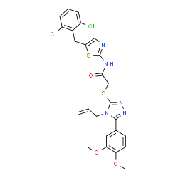 ChemSpider 2D Image | 2-{[4-Allyl-5-(3,4-dimethoxyphenyl)-4H-1,2,4-triazol-3-yl]sulfanyl}-N-[5-(2,6-dichlorobenzyl)-1,3-thiazol-2-yl]acetamide | C25H23Cl2N5O3S2