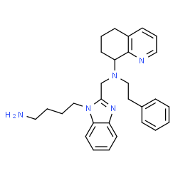 ChemSpider 2D Image | N-{[1-(4-Aminobutyl)-1H-benzimidazol-2-yl]methyl}-N-(2-phenylethyl)-5,6,7,8-tetrahydro-8-quinolinamine | C29H35N5
