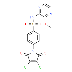 ChemSpider 2D Image | 4-(3,4-Dichloro-2,5-dioxo-2,5-dihydro-1H-pyrrol-1-yl)-N-(3-methoxy-2-pyrazinyl)benzenesulfonamide | C15H10Cl2N4O5S