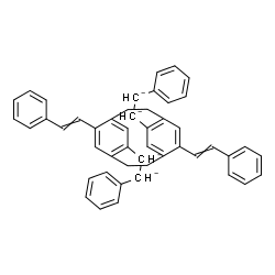 ChemSpider 2D Image | 1-Phenyl-2-[11-(2-phenylethanediidyl)-13,15-bis(2-phenylvinyl)tricyclo[8.2.2.2~4,7~]hexadeca-1(12),4,6,10,13,15-hexaen-5-yl]ethanediide | C48H40