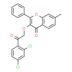 ChemSpider 2D Image | 3-[2-(2,4-Dichlorophenyl)-2-oxoethoxy]-7-methyl-2-phenyl-4H-chromen-4-one | C24H16Cl2O4