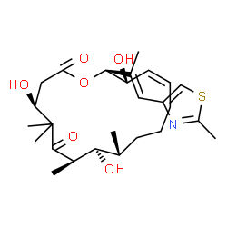 ChemSpider 2D Image | (4S,7R,8R,9R,13Z,15R,16S)-4,8,15-Trihydroxy-5,5,7,9-tetramethyl-16-[(1E)-1-(2-methyl-1,3-thiazol-4-yl)-1-propen-2-yl]oxacyclohexadec-13-ene-2,6-dione | C26H39NO6S