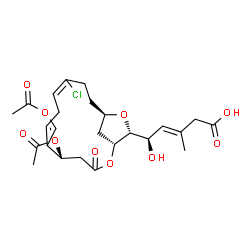 ChemSpider 2D Image | (3E,5R)-5-[(1R,5R,13R,15R)-5-Acetoxy-6-(acetoxymethyl)-10-chloro-3-oxo-2,14-dioxabicyclo[11.2.1]hexadeca-6,9-dien-15-yl]-5-hydroxy-3-methyl-3-pentenoic acid | C25H33ClO10