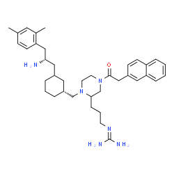 ChemSpider 2D Image | 2-{3-[1-({(1R)-3-[(2S)-2-Amino-3-(2,4-dimethylphenyl)propyl]cyclohexyl}methyl)-4-(2-naphthylacetyl)-2-piperazinyl]propyl}guanidine | C38H54N6O