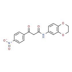 ChemSpider 2D Image | N-(2,3-Dihydro-1,4-benzodioxin-6-yl)-3-(4-nitrophenyl)-3-oxopropanamide | C17H14N2O6