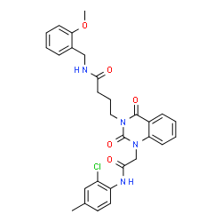 ChemSpider 2D Image | 4-[1-{2-[(2-Chloro-4-methylphenyl)amino]-2-oxoethyl}-2,4-dioxo-1,4-dihydro-3(2H)-quinazolinyl]-N-(2-methoxybenzyl)butanamide | C29H29ClN4O5