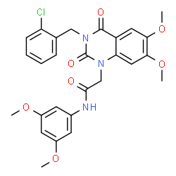 ChemSpider 2D Image | 2-[3-(2-Chlorobenzyl)-6,7-dimethoxy-2,4-dioxo-3,4-dihydro-1(2H)-quinazolinyl]-N-(3,5-dimethoxyphenyl)acetamide | C27H26ClN3O7