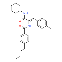 ChemSpider 2D Image | 4-Butyl-N-[(1Z)-3-(cyclohexylamino)-1-(4-methylphenyl)-3-oxo-1-propen-2-yl]benzamide | C27H34N2O2