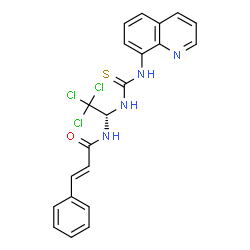 ChemSpider 2D Image | (2E)-3-Phenyl-N-{(1R)-2,2,2-trichloro-1-[(8-quinolinylcarbamothioyl)amino]ethyl}acrylamide | C21H17Cl3N4OS