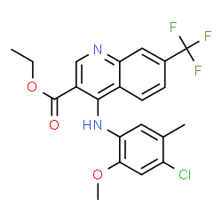 ChemSpider 2D Image | Ethyl 4-[(4-chloro-2-methoxy-5-methylphenyl)amino]-7-(trifluoromethyl)-3-quinolinecarboxylate | C21H18ClF3N2O3