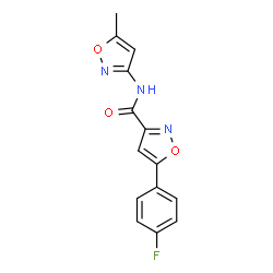 ChemSpider 2D Image | 5-(4-Fluorophenyl)-N-(5-methyl-1,2-oxazol-3-yl)-1,2-oxazole-3-carboxamide | C14H10FN3O3