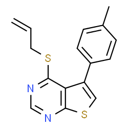 ChemSpider 2D Image | 4-(Allylsulfanyl)-5-(4-methylphenyl)thieno[2,3-d]pyrimidine | C16H14N2S2