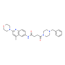 ChemSpider 2D Image | 4-(4-Benzyl-1-piperazinyl)-N-[4-methyl-2-(4-morpholinyl)-6-quinolinyl]-4-oxobutanamide | C29H35N5O3