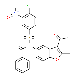 ChemSpider 2D Image | N-(3-Acetyl-2-methyl-1-benzofuran-5-yl)-N-[(4-chloro-3-nitrophenyl)sulfonyl]benzamide | C24H17ClN2O7S