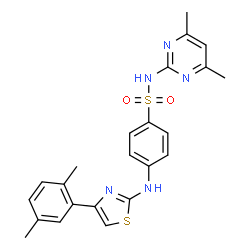 ChemSpider 2D Image | 4-{[4-(2,5-Dimethylphenyl)-1,3-thiazol-2-yl]amino}-N-(4,6-dimethyl-2-pyrimidinyl)benzenesulfonamide | C23H23N5O2S2
