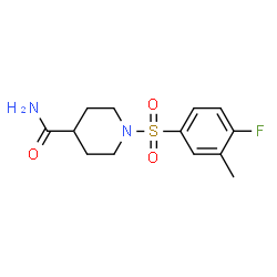 ChemSpider 2D Image | 1-[(4-Fluoro-3-methylphenyl)sulfonyl]-4-piperidinecarboxamide | C13H17FN2O3S