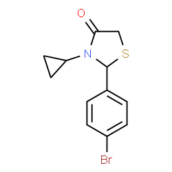 ChemSpider 2D Image | 2-(4-Bromophenyl)-3-cyclopropyl-1,3-thiazolidin-4-one | C12H12BrNOS