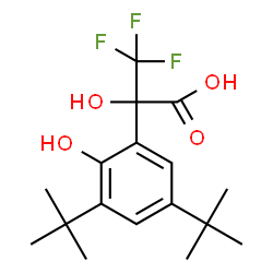 ChemSpider 2D Image | 3,3,3-Trifluoro-2-hydroxy-2-[2-hydroxy-3,5-bis(2-methyl-2-propanyl)phenyl]propanoic acid | C17H23F3O4