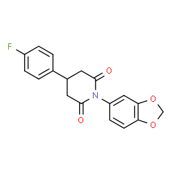 ChemSpider 2D Image | 1-(1,3-Benzodioxol-5-yl)-4-(4-fluorophenyl)-2,6-piperidinedione | C18H14FNO4