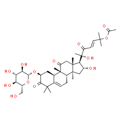 ChemSpider 2D Image | (2S,4R,9beta,16alpha,20S,23E)-2-(beta-D-Glucopyranosyloxy)-16,20-dihydroxy-9,10,14-trimethyl-1,11,22-trioxo-4,9-cyclo-9,10-secocholesta-5,23-dien-25-yl acetate | C38H56O13