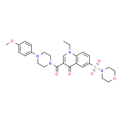 ChemSpider 2D Image | 1-Ethyl-3-{[4-(4-methoxyphenyl)-1-piperazinyl]carbonyl}-6-(4-morpholinylsulfonyl)-4(1H)-quinolinone | C27H32N4O6S