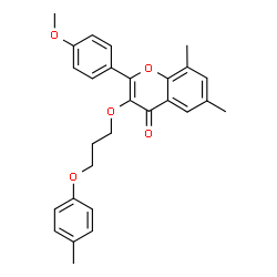 ChemSpider 2D Image | 2-(4-Methoxyphenyl)-6,8-dimethyl-3-[3-(4-methylphenoxy)propoxy]-4H-chromen-4-one | C28H28O5
