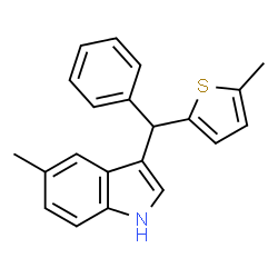 ChemSpider 2D Image | 5-Methyl-3-[(5-methyl-2-thienyl)(phenyl)methyl]-1H-indole | C21H19NS