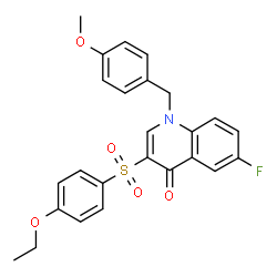 ChemSpider 2D Image | 3-[(4-Ethoxyphenyl)sulfonyl]-6-fluoro-1-(4-methoxybenzyl)-4(1H)-quinolinone | C25H22FNO5S