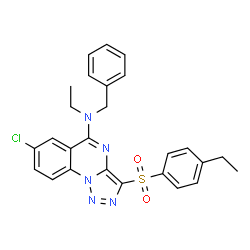 ChemSpider 2D Image | N-Benzyl-7-chloro-N-ethyl-3-[(4-ethylphenyl)sulfonyl][1,2,3]triazolo[1,5-a]quinazolin-5-amine | C26H24ClN5O2S