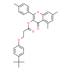 ChemSpider 2D Image | 5,7-Dimethyl-2-(4-methylphenyl)-4-oxo-4H-chromen-3-yl 3-[4-(2-methyl-2-propanyl)phenoxy]propanoate | C31H32O5