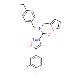 ChemSpider 2D Image | N-(4-Ethylbenzyl)-5-(3-fluoro-4-methylphenyl)-N-(2-furylmethyl)-1,2-oxazole-3-carboxamide | C25H23FN2O3