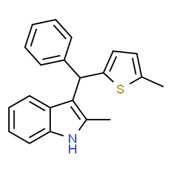 ChemSpider 2D Image | 2-Methyl-3-[(5-methyl-2-thienyl)(phenyl)methyl]-1H-indole | C21H19NS