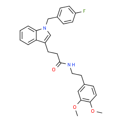 ChemSpider 2D Image | N-[2-(3,4-Dimethoxyphenyl)ethyl]-3-[1-(4-fluorobenzyl)-1H-indol-3-yl]propanamide | C28H29FN2O3