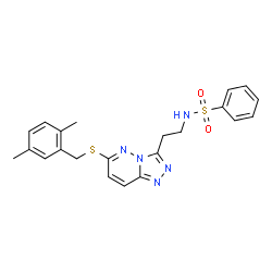 ChemSpider 2D Image | N-(2-{6-[(2,5-Dimethylbenzyl)sulfanyl][1,2,4]triazolo[4,3-b]pyridazin-3-yl}ethyl)benzenesulfonamide | C22H23N5O2S2