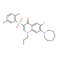 ChemSpider 2D Image | 7-(1-Azepanyl)-3-[(2,5-dimethylphenyl)sulfonyl]-6-fluoro-1-propyl-4(1H)-quinolinone | C26H31FN2O3S