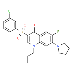 ChemSpider 2D Image | 3-[(3-Chlorophenyl)sulfonyl]-6-fluoro-1-propyl-7-(1-pyrrolidinyl)-4(1H)-quinolinone | C22H22ClFN2O3S
