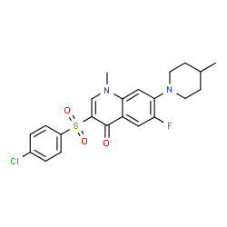 ChemSpider 2D Image | 3-[(4-Chlorophenyl)sulfonyl]-6-fluoro-1-methyl-7-(4-methyl-1-piperidinyl)-4(1H)-quinolinone | C22H22ClFN2O3S