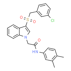 ChemSpider 2D Image | 2-{3-[(3-Chlorobenzyl)sulfonyl]-1H-indol-1-yl}-N-(3,4-dimethylphenyl)acetamide | C25H23ClN2O3S