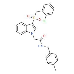 ChemSpider 2D Image | 2-{3-[(2-Chlorobenzyl)sulfonyl]-1H-indol-1-yl}-N-(4-methylbenzyl)acetamide | C25H23ClN2O3S