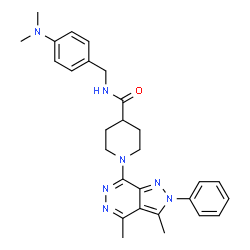 ChemSpider 2D Image | N-[4-(Dimethylamino)benzyl]-1-(3,4-dimethyl-2-phenyl-2H-pyrazolo[3,4-d]pyridazin-7-yl)-4-piperidinecarboxamide | C28H33N7O