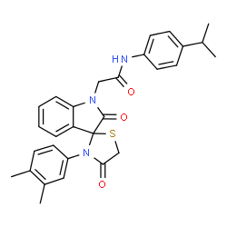 ChemSpider 2D Image | 2-[3'-(3,4-Dimethylphenyl)-2,4'-dioxospiro[indole-3,2'-[1,3]thiazolidin]-1(2H)-yl]-N-(4-isopropylphenyl)acetamide | C29H29N3O3S