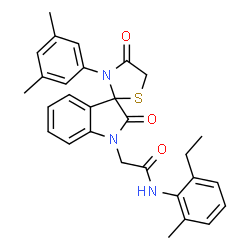 ChemSpider 2D Image | 2-[3'-(3,5-Dimethylphenyl)-2,4'-dioxospiro[indole-3,2'-[1,3]thiazolidin]-1(2H)-yl]-N-(2-ethyl-6-methylphenyl)acetamide | C29H29N3O3S
