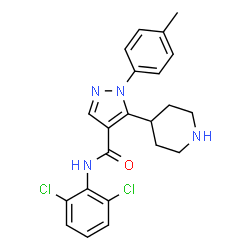 ChemSpider 2D Image | N-(2,6-Dichlorophenyl)-1-(4-methylphenyl)-5-(4-piperidinyl)-1H-pyrazole-4-carboxamide | C22H22Cl2N4O