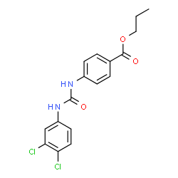 ChemSpider 2D Image | Propyl 4-{[(3,4-dichlorophenyl)carbamoyl]amino}benzoate | C17H16Cl2N2O3