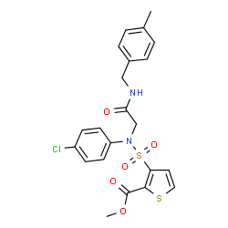 ChemSpider 2D Image | Methyl 3-[(4-chlorophenyl){2-[(4-methylbenzyl)amino]-2-oxoethyl}sulfamoyl]-2-thiophenecarboxylate | C22H21ClN2O5S2